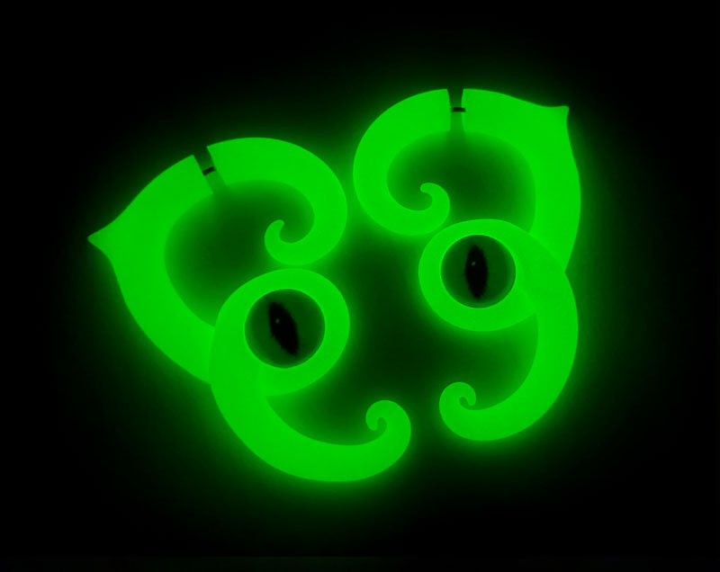 Cat Earrings Glow in the Dark Fake Gauge Earrings and Ear Plugs Halloween Jewelry