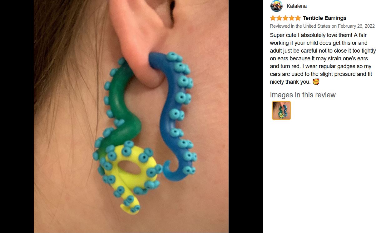 Black Mint White Pastel Goth Tentacle Earrings Yami Kawaii Fake Gauge Earrings