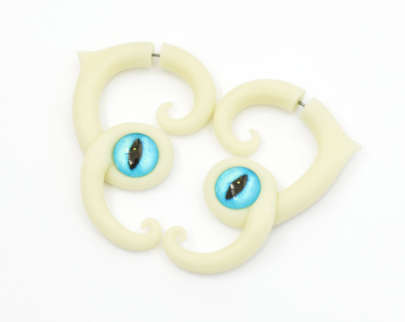 Cat Earrings Glow in the Dark Fake Gauge Earrings and Ear Plugs Halloween Jewelry