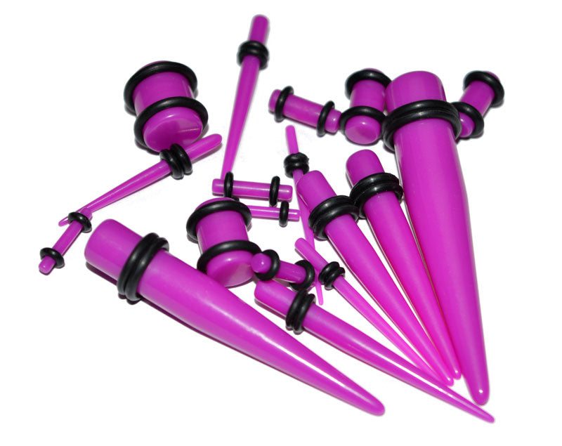Ohr-Stretching-Set für Anfänger, 14g bis 00g, Ohrkegel und Ohrstöpsel, lila Ohrstrecker