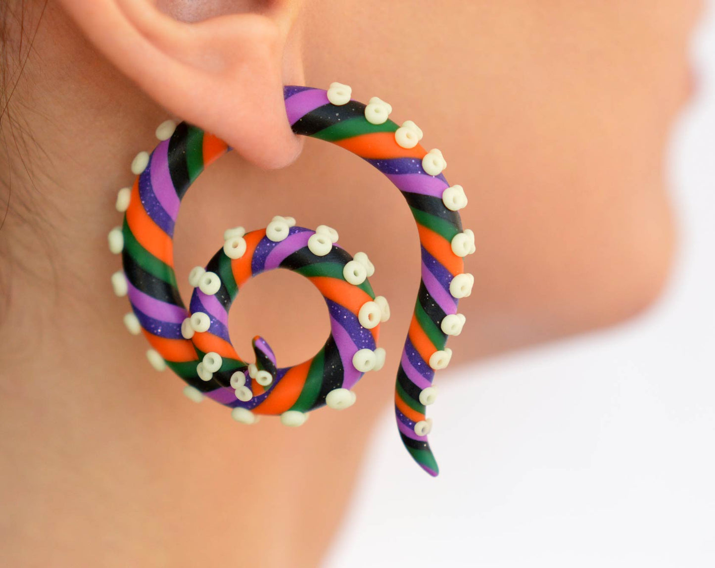 Halloween Tentacle Earrings Glow In Dark Gauges and Fake Gauge Earrings Faux Plugs