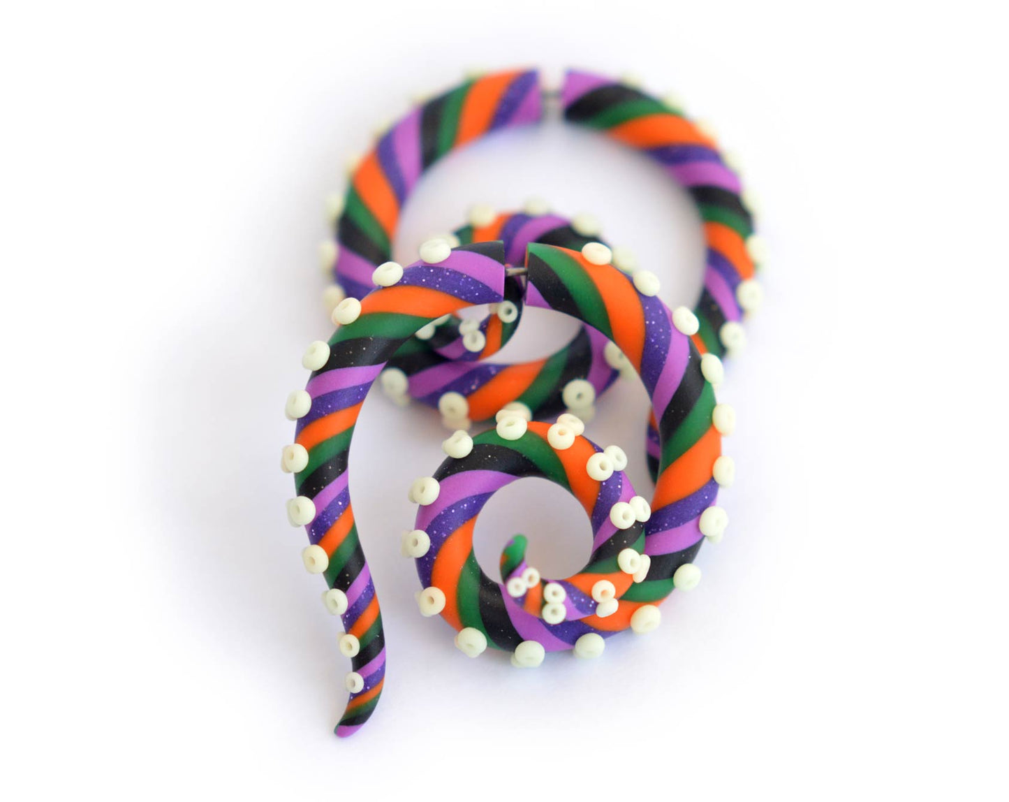 Halloween Tentacle Earrings Glow In Dark Gauges and Fake Gauge Earrings Faux Plugs