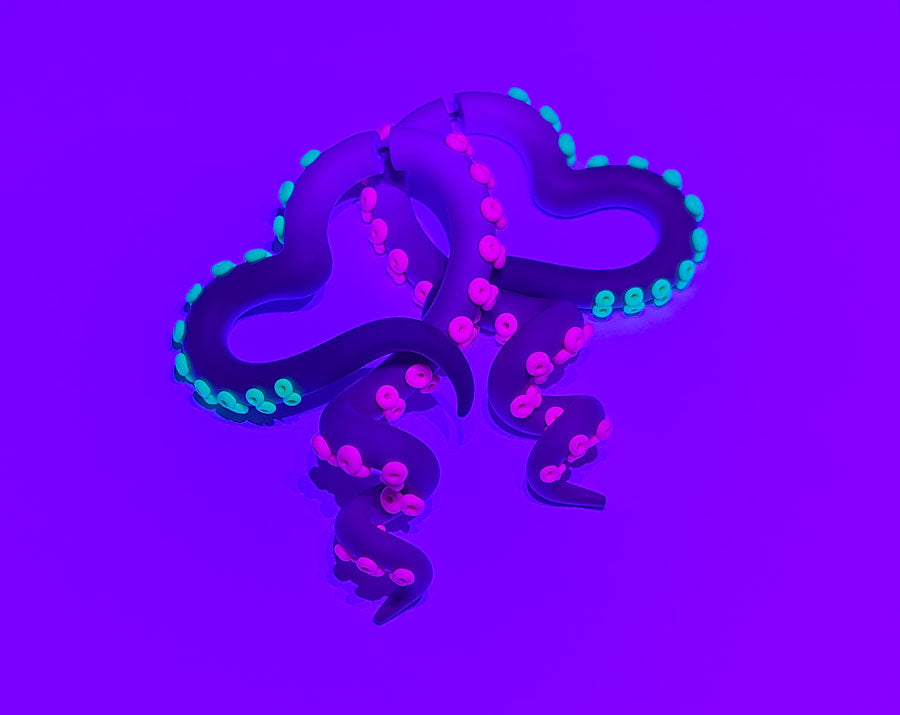 Neon Oktopus Tentakel Ohrringe Herz Ohrringe Ohrmessgeräte und Fake Gauge Ohrringe