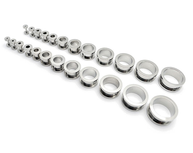 1 Paar Flesh Tunnel mit Schraubverschluss, Ohrtunnel aus Edelstahl 316L mit Schraubverschluss, von 14g bis 3/4", 1.6–20mm