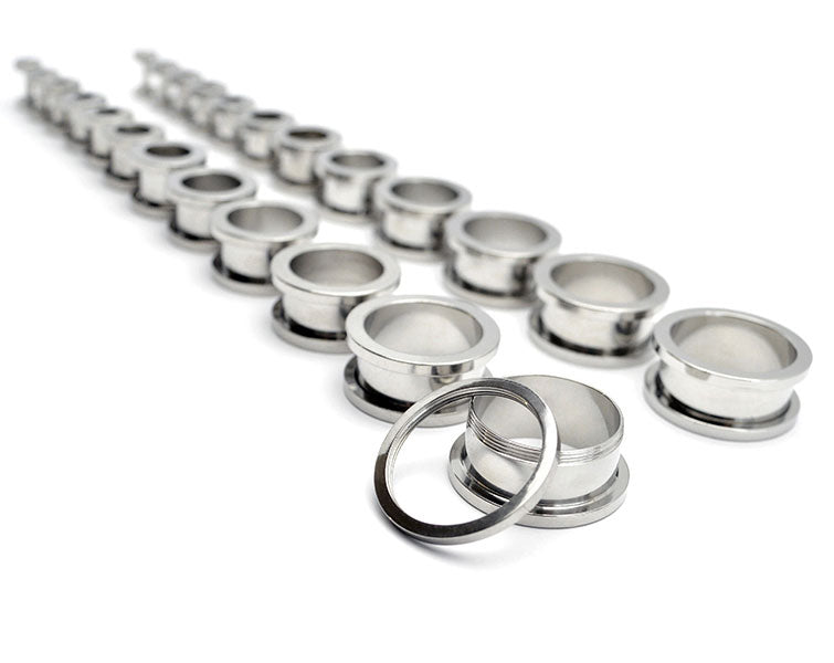 1 Paar Flesh Tunnel mit Schraubverschluss, Ohrtunnel aus Edelstahl 316L mit Schraubverschluss, von 14g bis 3/4", 1.6–20mm