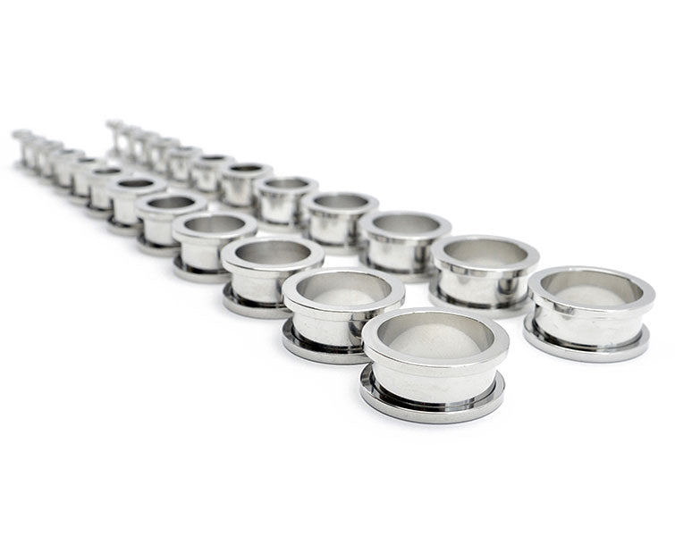 1 Paar Flesh Tunnel mit Schraubverschluss, Ohrtunnel aus Edelstahl 316L mit Schraubverschluss, von 14g bis 3/4", 1.6–20mm