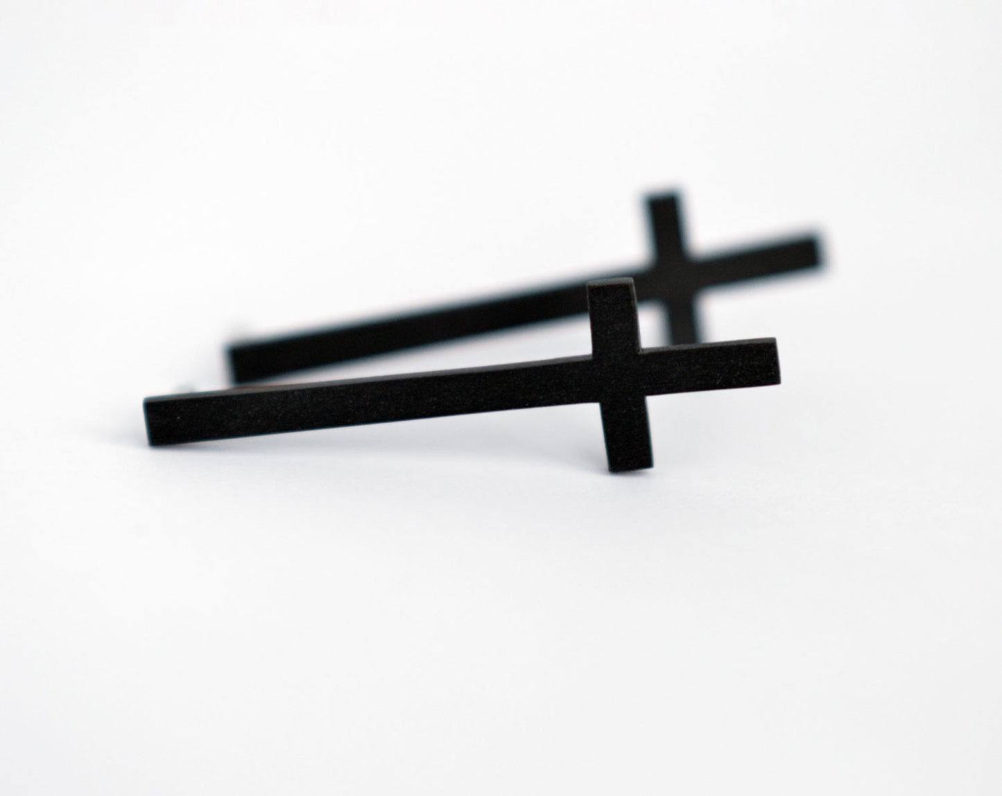 Black Upside Down Cross Earrings Customizable Inverted Cross Stud Earrings