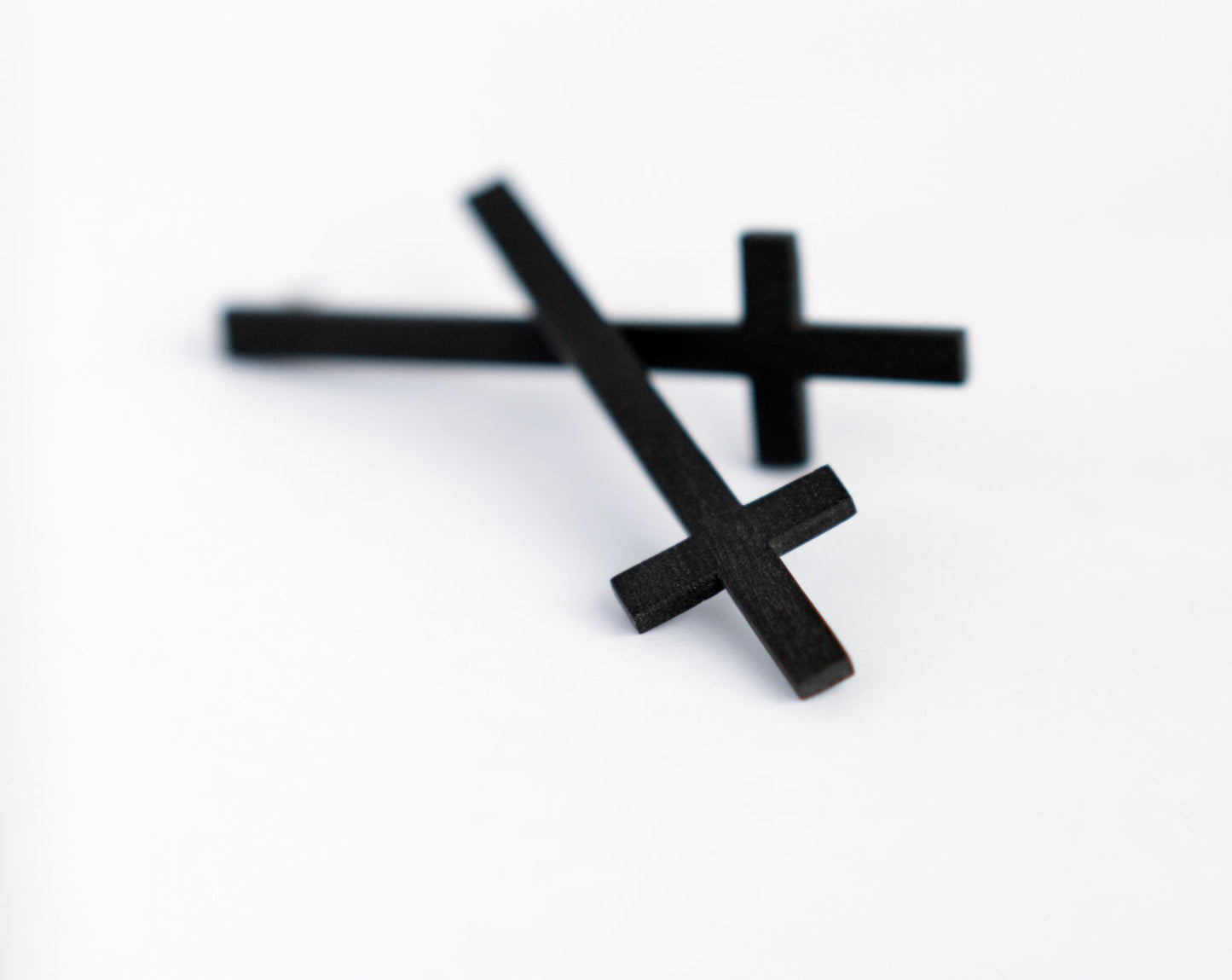 Black Upside Down Cross Earrings Customizable Inverted Cross Stud Earrings