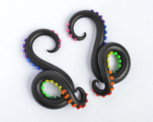Seepferdchen-Form, Oktopus, Tentakel, Messgeräte, Regenbogen-Ohrringe, Ohrkegel