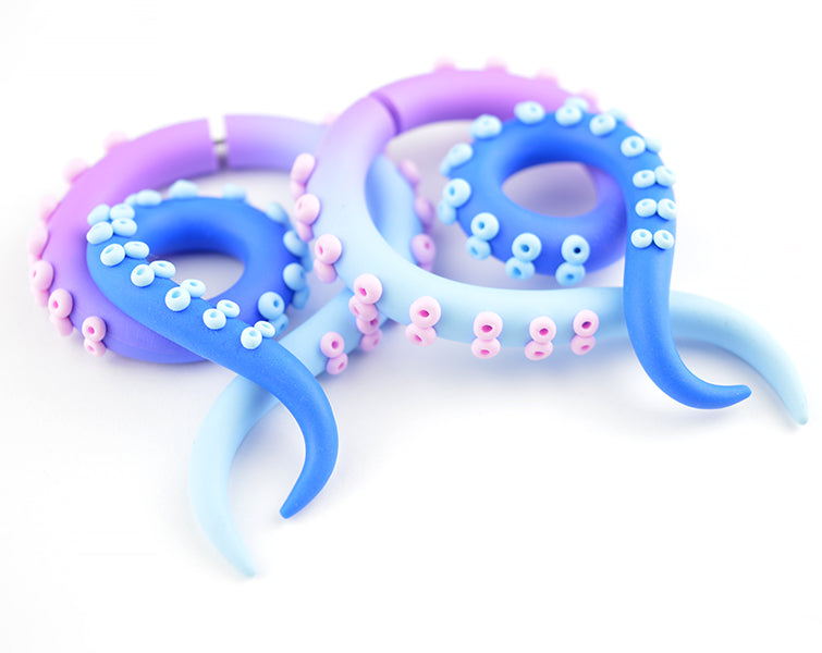 Kawaii Earrings Tentacle Gauges Pastel Goth Tentacle Earrings