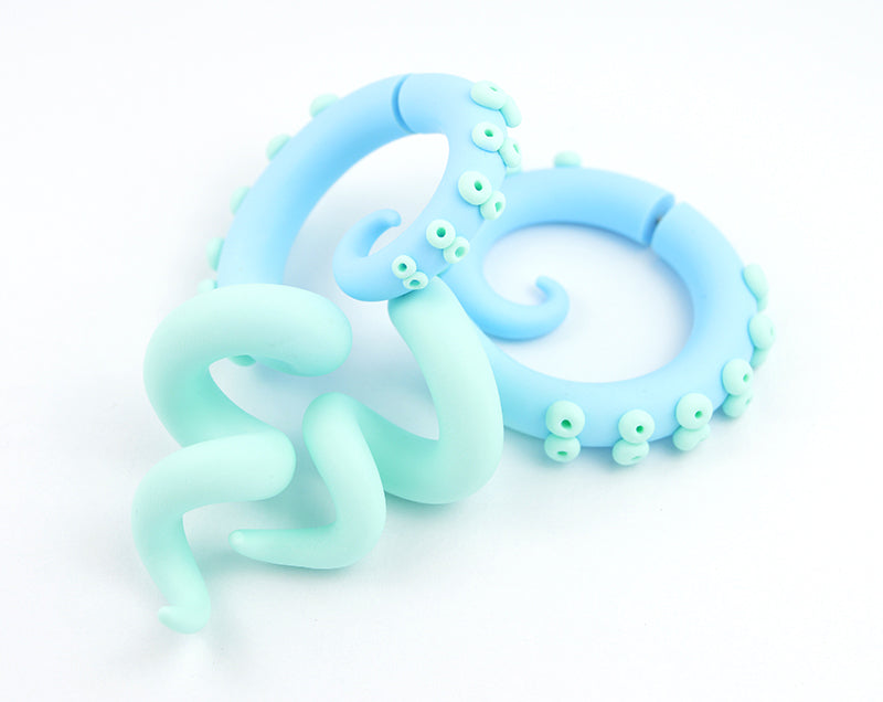Süße Kawaii Pastel Goth Oktopus Tentakel Ohrringe Fake Gauges Fake Plugs