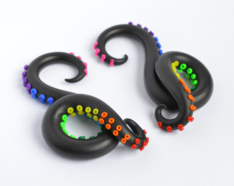 Seepferdchen-Form, Oktopus, Tentakel, Messgeräte, Regenbogen-Ohrringe, Ohrkegel
