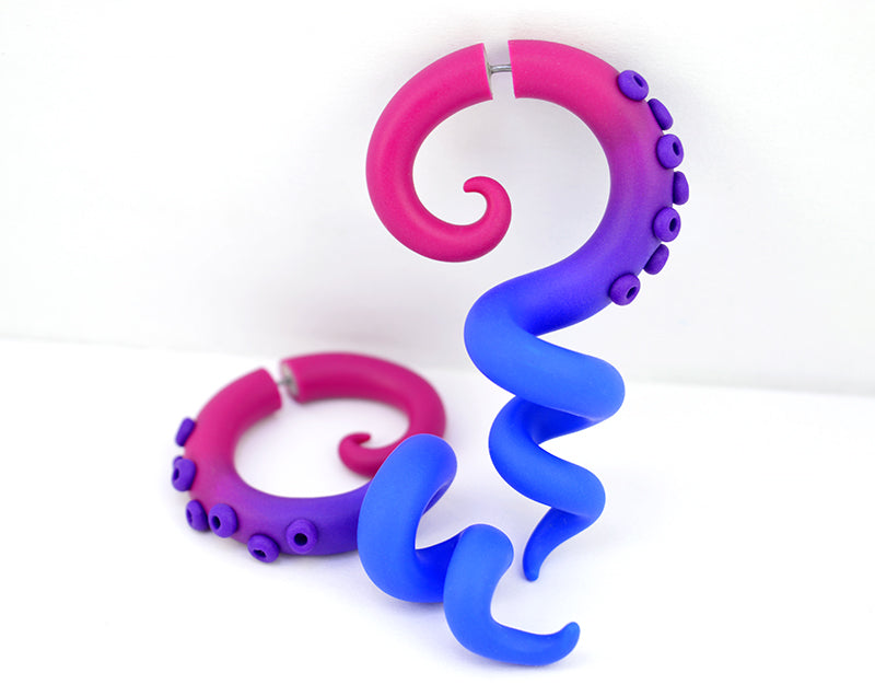 Bi-Ohrringe, bisexuelle Ohrringe, Bi-Pride-Schmuck, LGBT-Tentakel-Ohrringe, Ohrmessgeräte