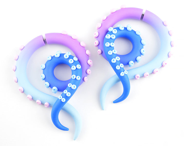 Kawaii Earrings Tentacle Gauges Pastel Goth Tentacle Earrings