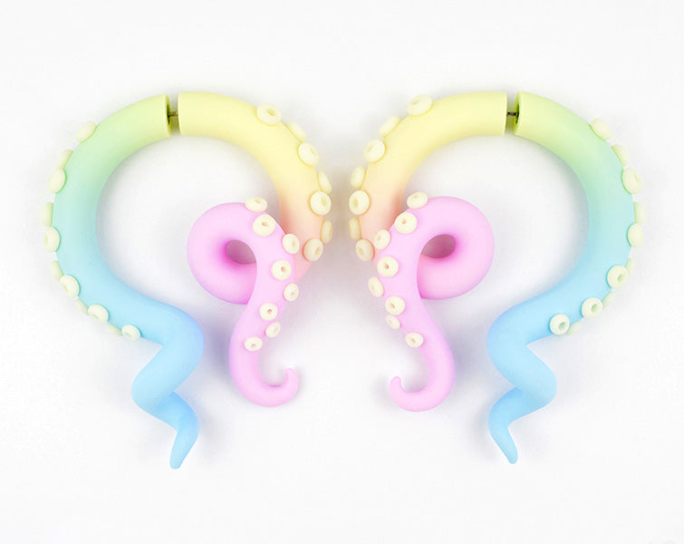 Night Glow Pastell Regenbogen Kawaii Tentakel Ohrringe Pastel Goth Gauges