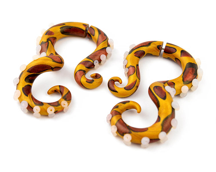 Tier-Leoparden-Druck-Ohrringe, Leoparden-Oktopus-Tentakel-Messgeräte