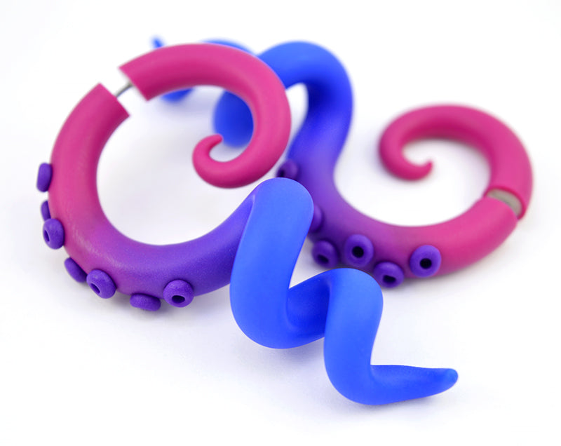 Bi-Ohrringe, bisexuelle Ohrringe, Bi-Pride-Schmuck, LGBT-Tentakel-Ohrringe, Ohrmessgeräte