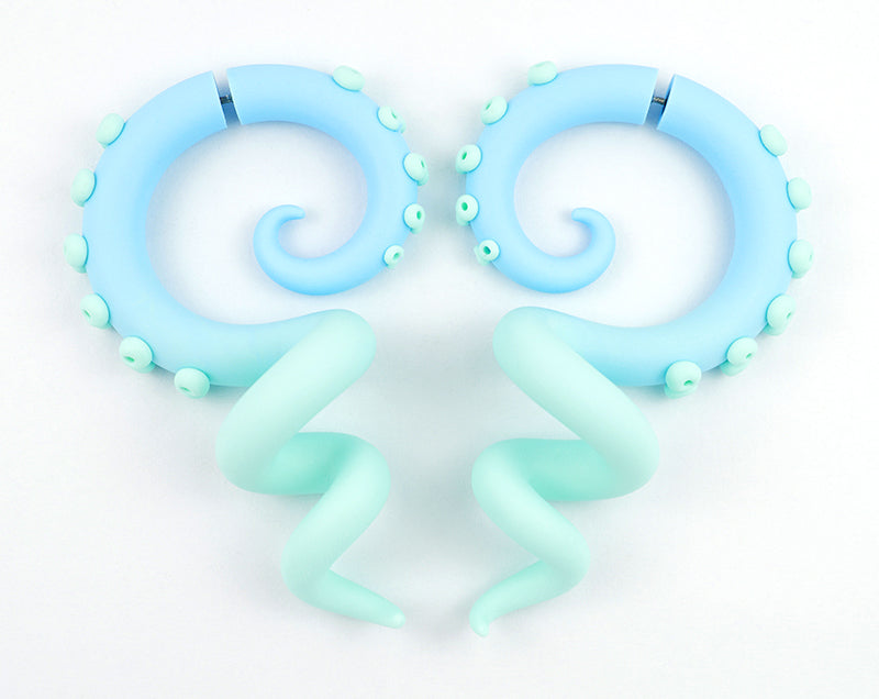 Süße Kawaii Pastel Goth Oktopus Tentakel Ohrringe Fake Gauges Fake Plugs