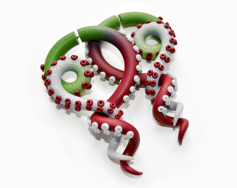 Doppelte Helix-Spiral-Ohrringe, Messgeräte, Oktopus-Tentakel-Ohrringe, Ohrstöpsel