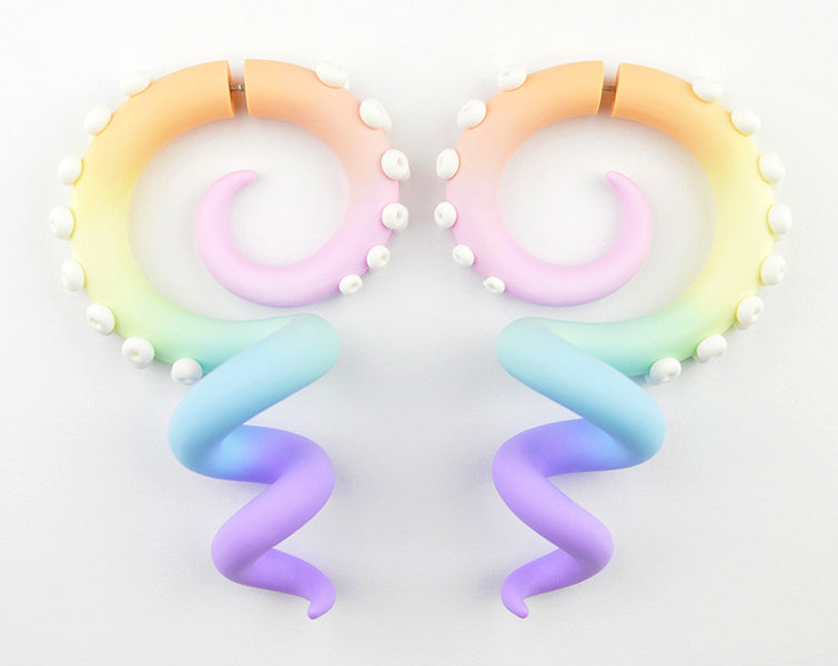 Pastell Goth Tentakel Ohrringe Pastell Regenbogen Ohrringe Yami Kawaii
