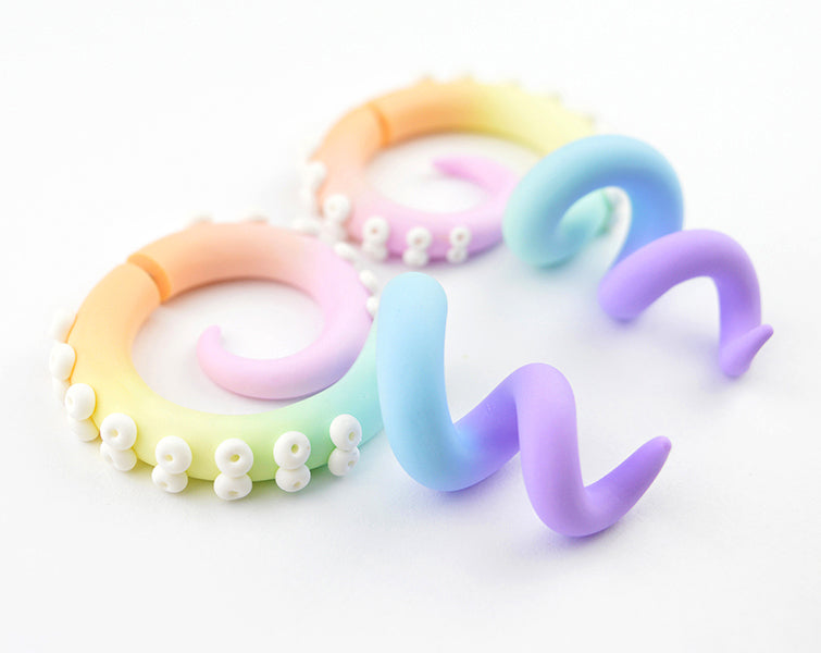 Pastell Goth Tentakel Ohrringe Pastell Regenbogen Ohrringe Yami Kawaii
