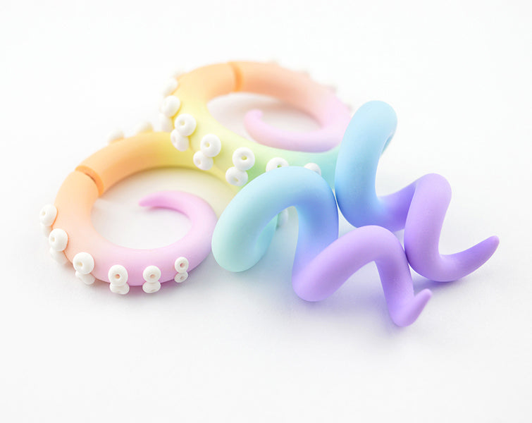 Pastell Goth Tentakel Ohrringe Pastell Regenbogen Ohrringe Yami Kawaii