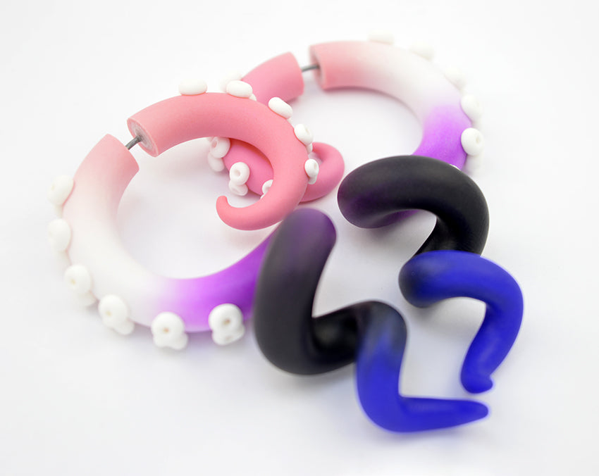 Gender fluid earrings LGBT tentacle earrings, gender fluid jewelry.