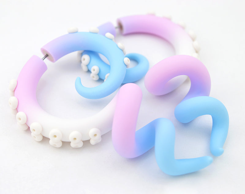 Trans Pride Ohrringe Pastell Oktopus Tentakel Ohrringe Transgender Flagge