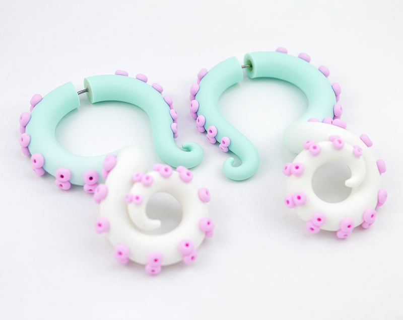 Pastell Goth Ohrringe Yami Kawaii Tentakel Gauges Kpop Sweet Lolita Ästhetische Kunst