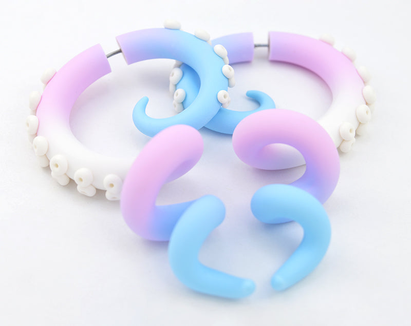 Trans Pride Ohrringe Pastell Oktopus Tentakel Ohrringe Transgender Flagge