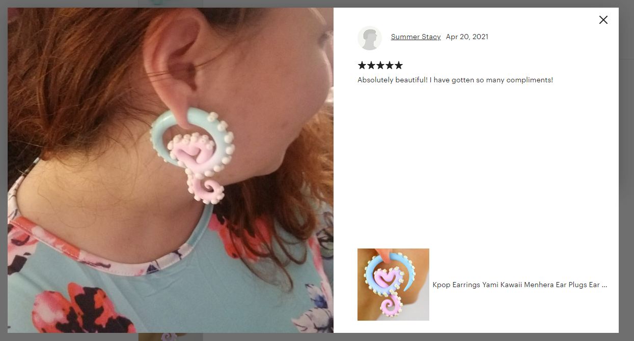Kawaii Tentakel Ohrringe Pastellblau Hellrosa mit im Dunkeln leuchtenden Punkten