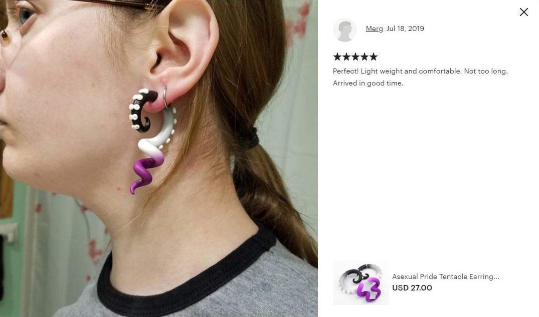 Asexuelle Ohrringe Ace Pride LGBT Oktopus Tentakel Ohrringe Messgeräte