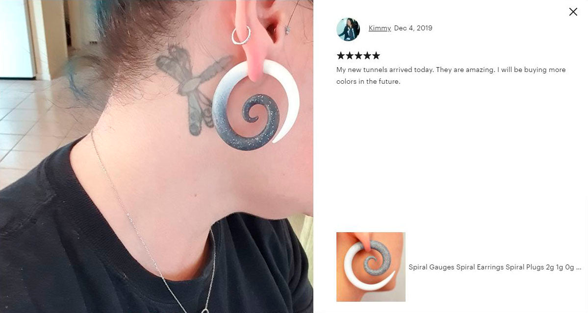 Spiral Earrings Faux Fake Spiral Ear Gauges Tapers Plugs Stretchers