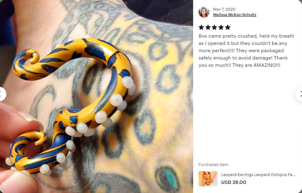 Tier-Leoparden-Druck-Ohrringe, Leoparden-Oktopus-Tentakel-Messgeräte
