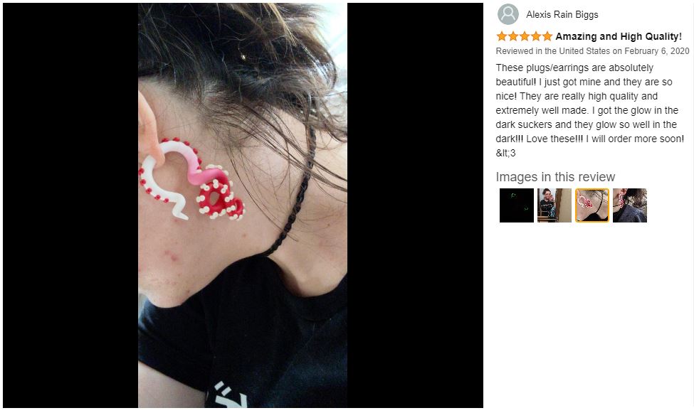 Pastell Goth Weiß bis Rosenquarz Ombre Tentakel Ohrringe oder Tentakel Messgeräte