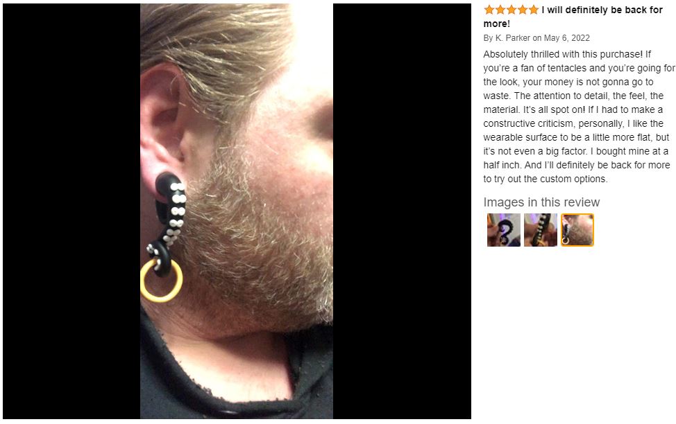 Tentakel-Ohrringe, Oktopus hält Ring, Schwarzgold, Tentakel-Messgeräte, gefälschte Ohrstöpsel