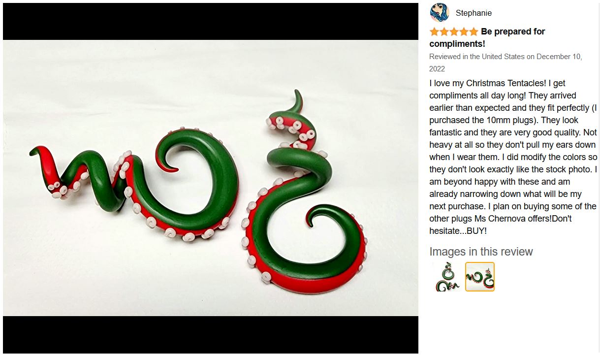 Rot-weiße und grüne weihnachtliche leichte Weihnachts-Oktopus-Tentakel-Ohrringe