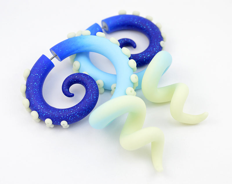 Pastell Goth Tentakel Ohrringe Glow In The Dark Sparkle Blue Yami Kawaii Ohrringe