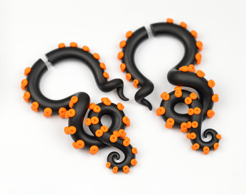 Halloween Stud Earrings and Ear Gauges Creepy Octopus Tentacle Earrings