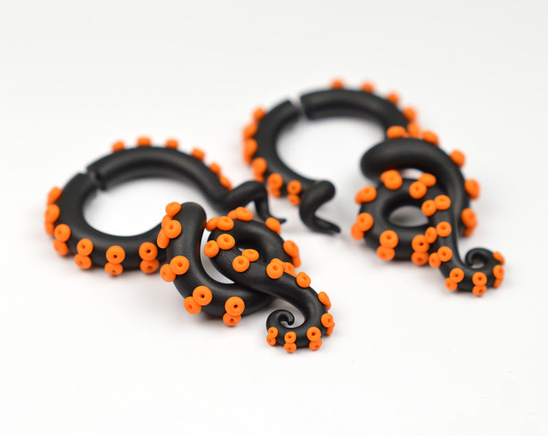 Halloween Stud Earrings and Ear Gauges Creepy Octopus Tentacle Earrings
