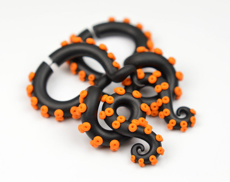 Halloween Stud Earrings and Ear Gauges Creepy Octopus Tentacle Earrings
