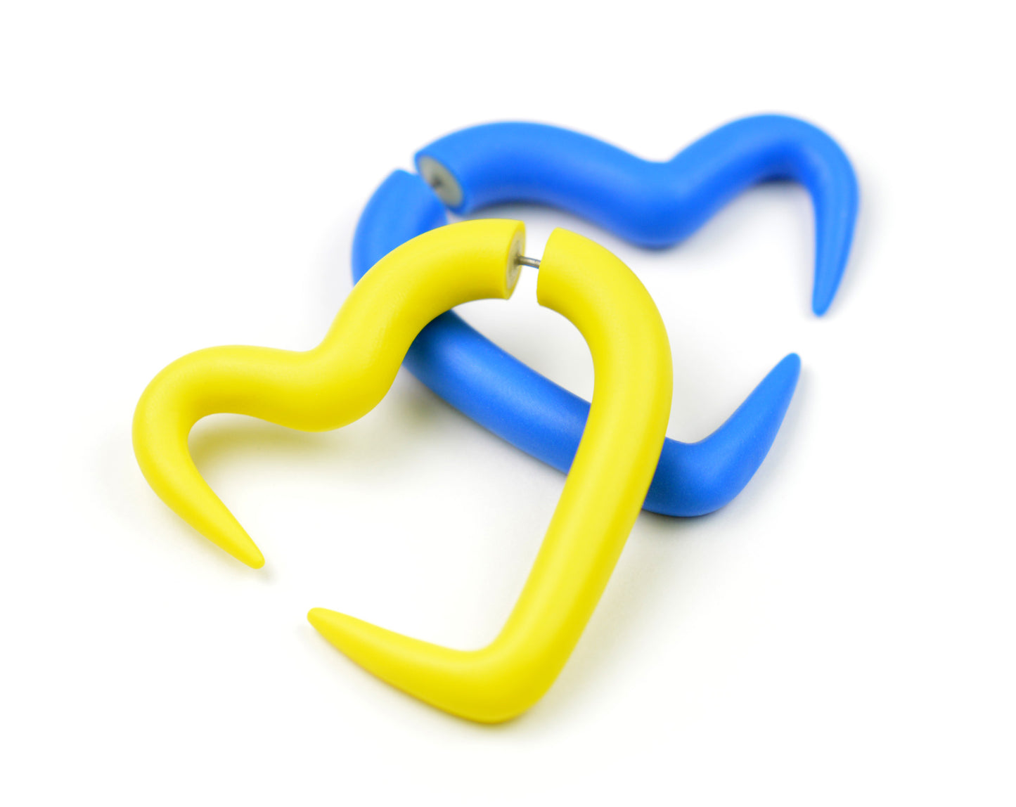 Herz Ohrringe Blau Gelb Ukraine Flagge Fake Ohrmessgeräte Faux Plugs