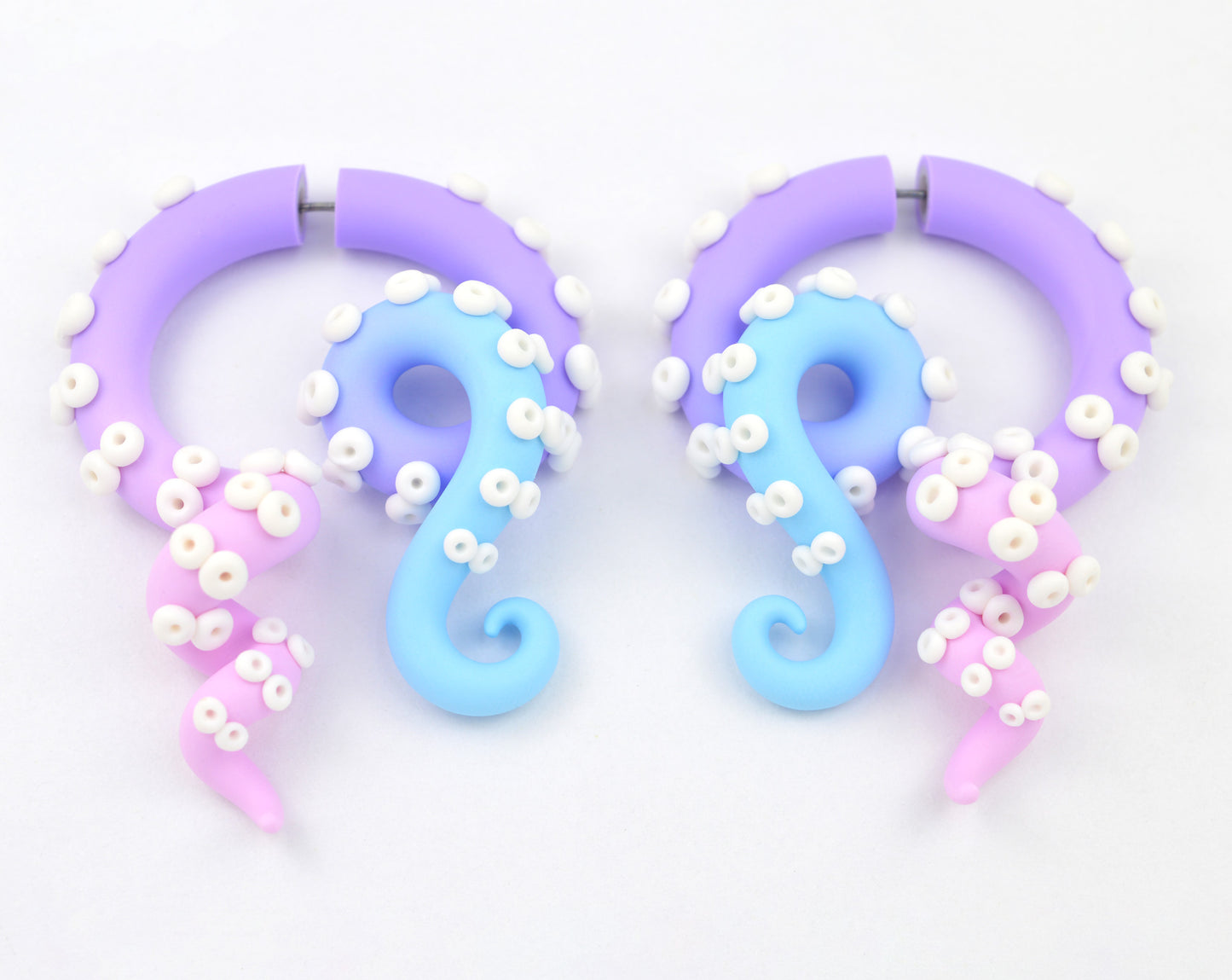 Tentakel Ohrringe Pastell Goth Hellblau Lila Rosa Kawaii Ohrmessgeräte