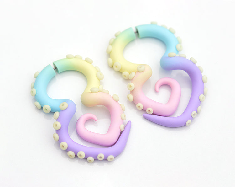 Pastell Regenbogen Ohrringe Yami Kawaii Tentakel Ohrringe Pastel Goth