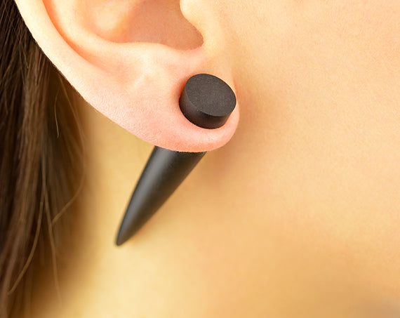 Gefälschte Taper-Ohrringe, matte runde Ohrstecker, Fake-Ohr-Taper-Messgeräte, schwarze Ohrstecker