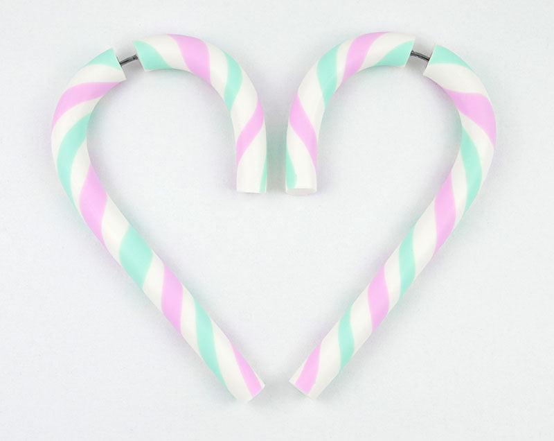 Candy Cane Ohrringe Yami Kawaii Weihnachtsohrringe Fake Gauge Ohrringe