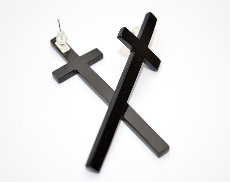 Schwarze Kreuz Ohrringe Männer Frauen Goth Ohrringe Große Kreuz Gothic Ohrringe
