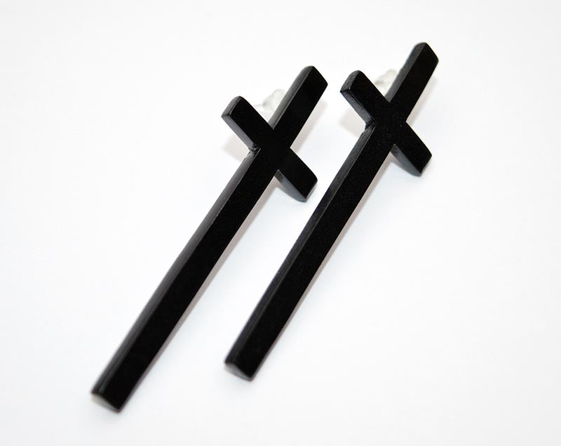 Schwarze Kreuz Ohrringe Männer Frauen Goth Ohrringe Große Kreuz Gothic Ohrringe