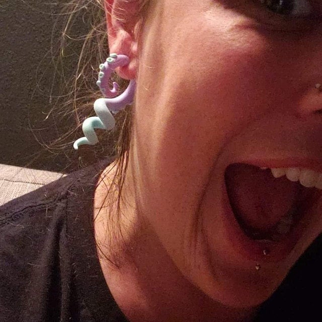 Helllila Mint Pastell Goth Fake Tentakel Messgeräte Oktopus Ohrringe