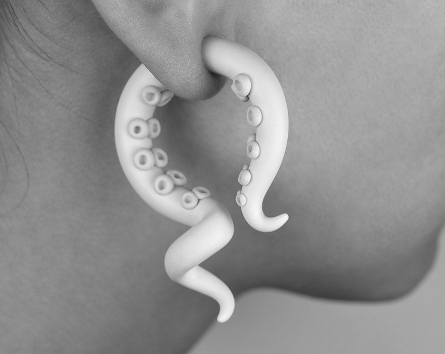 Light Purple Tentacle Earrings, Pastel Tentacle Gauges and Fake Gauges
